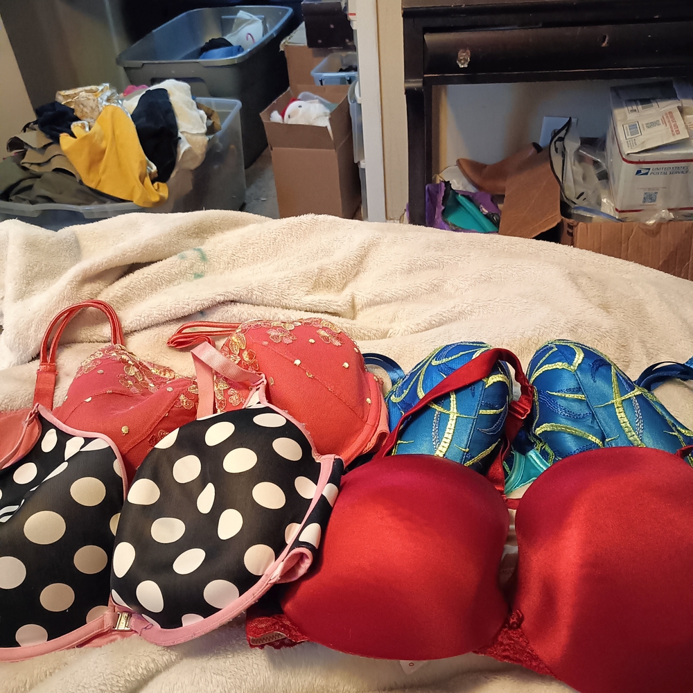 Elegant Red and Black Polka Dot Bra Set